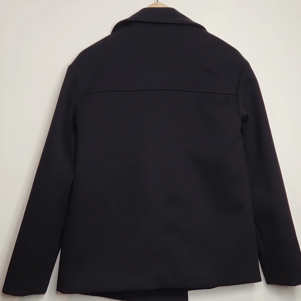 Michael Kors Black Wool Blend Quilted Peacoat Gold Military‎ Buttons size xs - Picture 7 of 8
